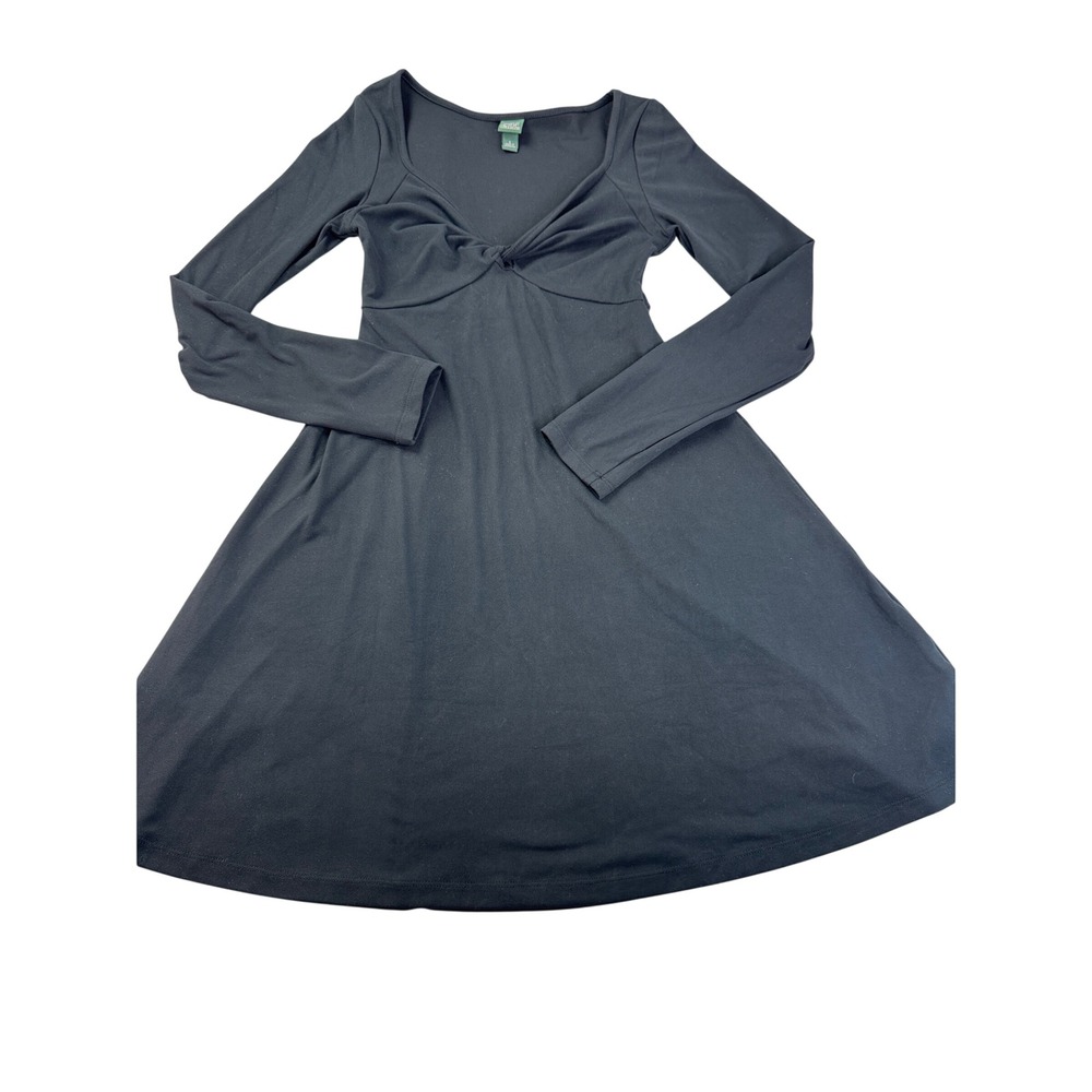 Wild‎ Fable Black Twist Front Long Sleeve Skater Dress Small Fairy goth witchy
